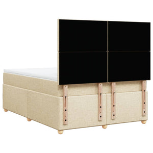 Κρεβάτι Boxspring με Στρώμα Κρεμ 140x190 εκ. Υφασμάτινο - Pakobazaar