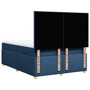 Κρεβάτι Boxspring με Στρώμα Μπλε 140x190 εκ. Υφασμάτινο