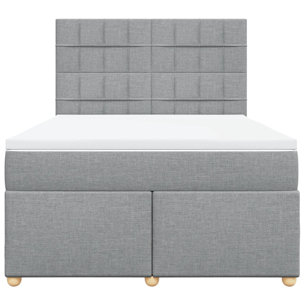 Κρεβάτι Boxspring με Στρώμα Ανοιχτό Γκρι 140x190 εκ. Υφασμάτινο - Pakobazaar