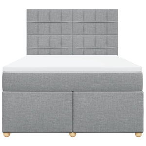 Κρεβάτι Boxspring με Στρώμα Ανοιχτό Γκρι 140x190 εκ. Υφασμάτινο - Pakobazaar
