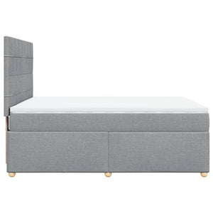 Κρεβάτι Boxspring με Στρώμα Ανοιχτό Γκρι 140x190 εκ. Υφασμάτινο - Pakobazaar