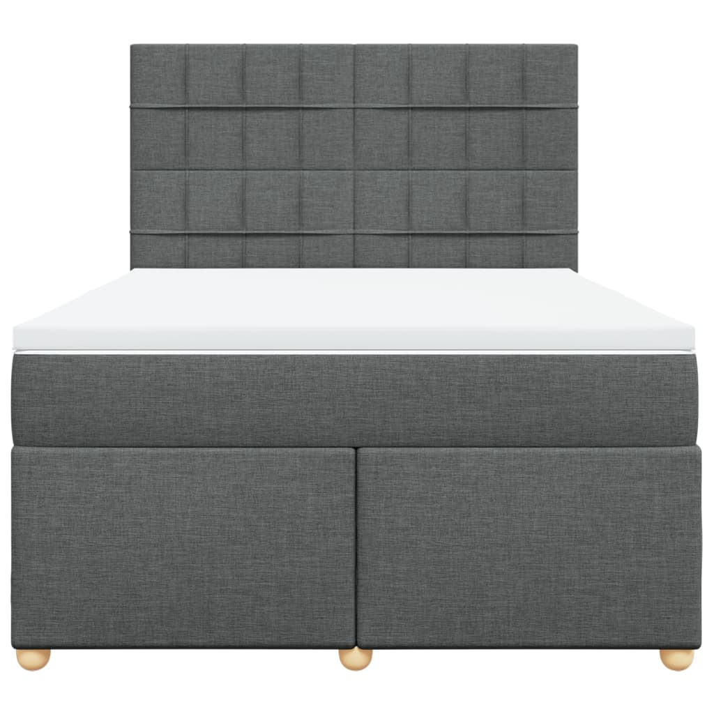 Κρεβάτι Boxspring με Στρώμα Σκούρο Γκρι 140x190 εκ. Υφασμάτινο - Pakobazaar