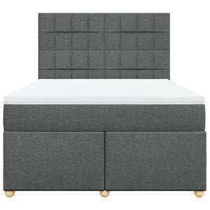 Κρεβάτι Boxspring με Στρώμα Σκούρο Γκρι 140x190 εκ. Υφασμάτινο - Pakobazaar
