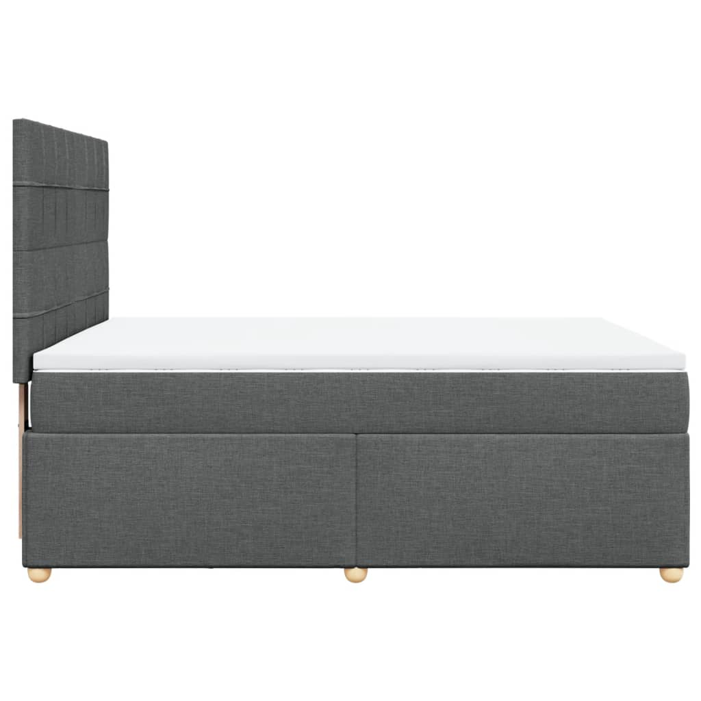 Κρεβάτι Boxspring με Στρώμα Σκούρο Γκρι 140x190 εκ. Υφασμάτινο - Pakobazaar
