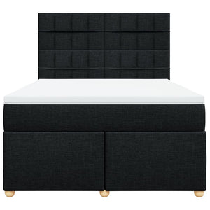 Κρεβάτι Boxspring με Στρώμα Μαύρο 140x190 εκ. Υφασμάτινο - Pakobazaar