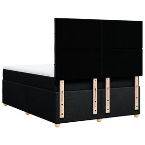Κρεβάτι Boxspring με Στρώμα Μαύρο 140x190 εκ. Υφασμάτινο - Pakobazaar