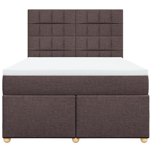 Κρεβάτι Boxspring με Στρώμα Σκούρο Καφέ 140x190 εκ. Υφασμάτινο