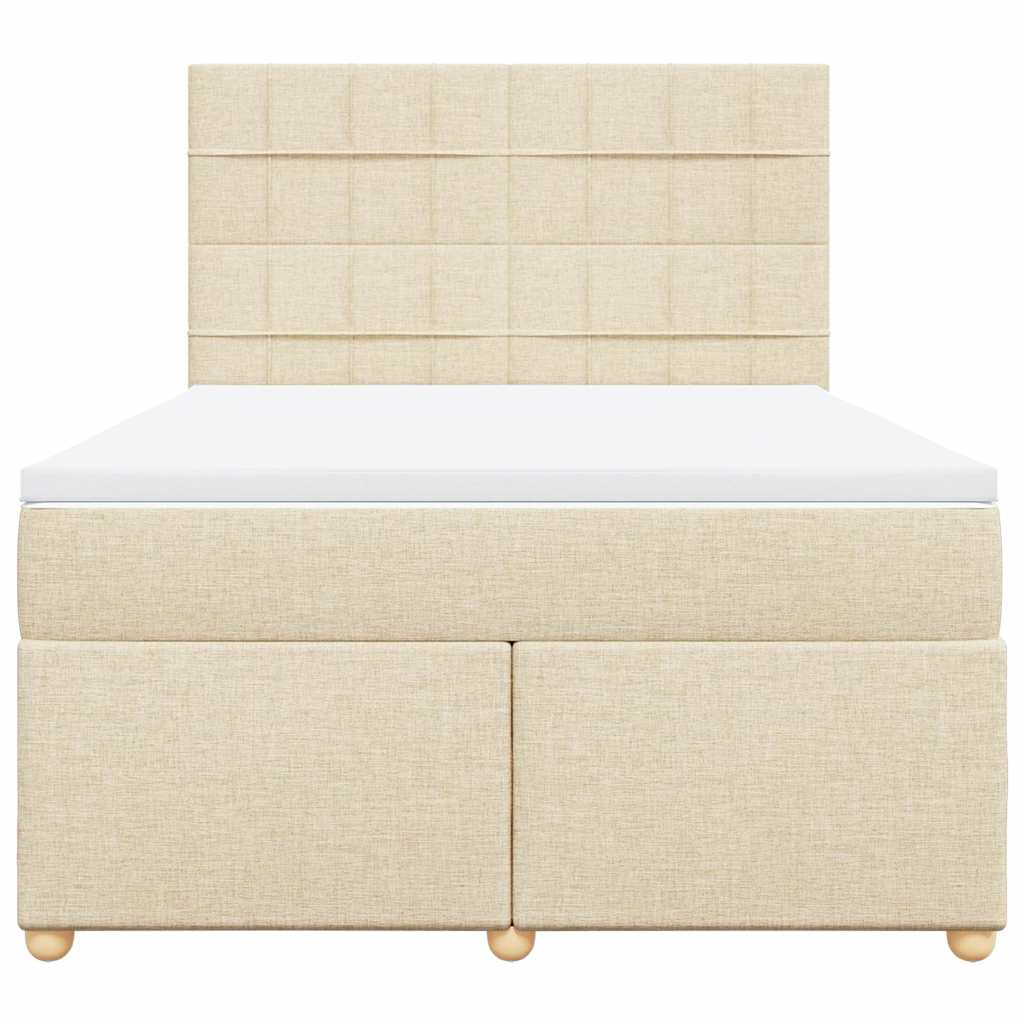 Κρεβάτι Boxspring με Στρώμα Κρεμ 140x190 εκ. Υφασμάτινο - Pakobazaar