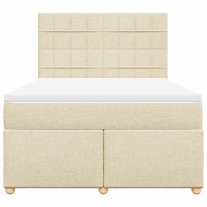Κρεβάτι Boxspring με Στρώμα Κρεμ 140x190 εκ. Υφασμάτινο - Pakobazaar