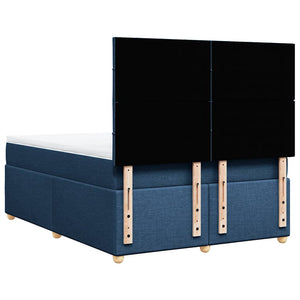 Κρεβάτι Boxspring με Στρώμα Μπλε 140x190 εκ. Υφασμάτινο - Pakobazaar