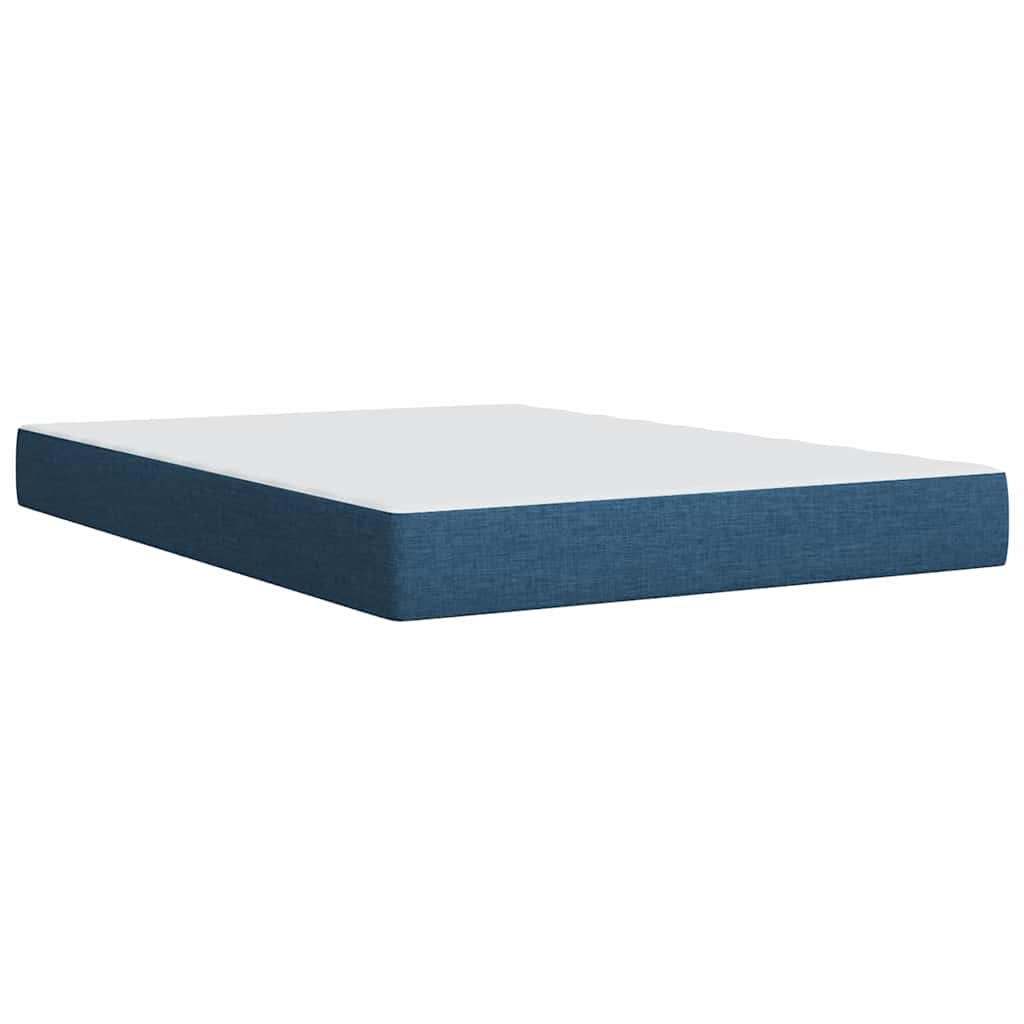 Κρεβάτι Boxspring με Στρώμα Μπλε 140x190 εκ. Υφασμάτινο - Pakobazaar