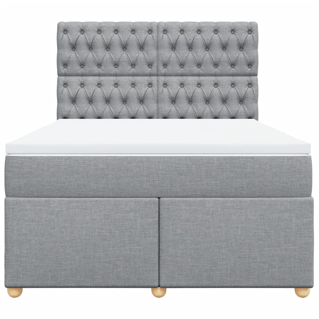 Κρεβάτι Boxspring με Στρώμα Ανοιχτό Γκρι 140x190 εκ. Υφασμάτινο - Pakobazaar