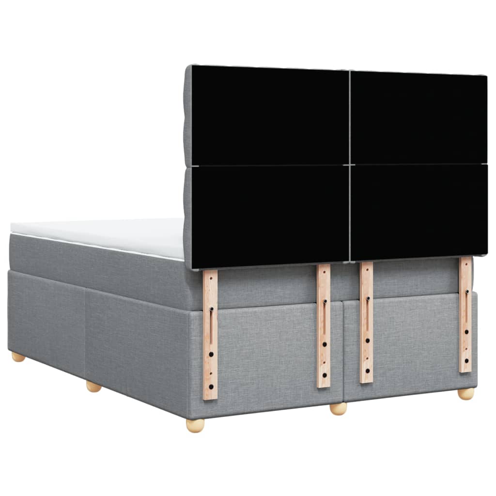 Κρεβάτι Boxspring με Στρώμα Ανοιχτό Γκρι 140x190 εκ. Υφασμάτινο - Pakobazaar