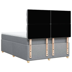 Κρεβάτι Boxspring με Στρώμα Ανοιχτό Γκρι 140x190 εκ. Υφασμάτινο - Pakobazaar