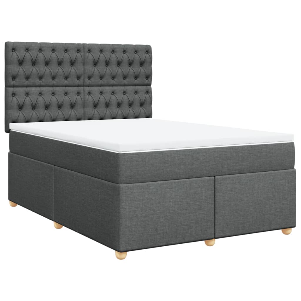 Κρεβάτι Boxspring με Στρώμα Σκούρο Γκρι 140x190 εκ. Υφασμάτινο