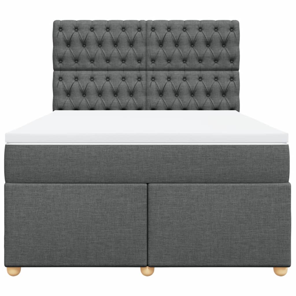 Κρεβάτι Boxspring με Στρώμα Σκούρο Γκρι 140x190 εκ. Υφασμάτινο