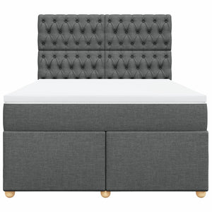 Κρεβάτι Boxspring με Στρώμα Σκούρο Γκρι 140x190 εκ. Υφασμάτινο