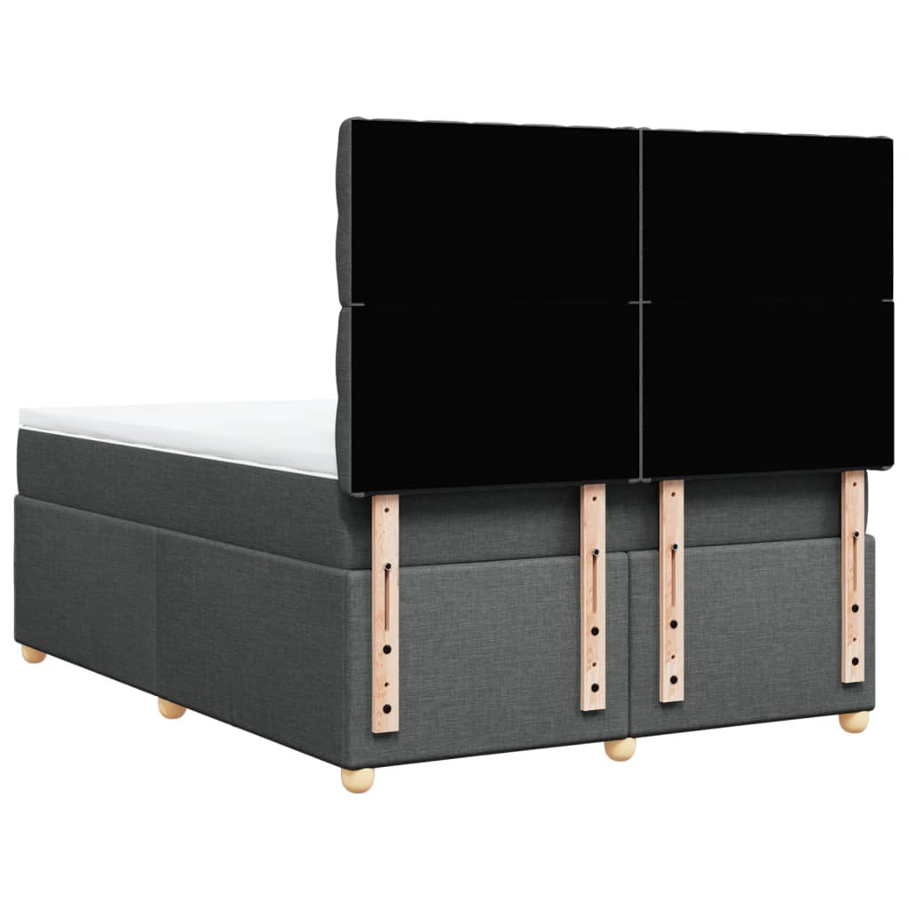 Κρεβάτι Boxspring με Στρώμα Σκούρο Γκρι 140x190 εκ. Υφασμάτινο