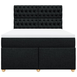 Κρεβάτι Boxspring με Στρώμα Μαύρο 140x190 εκ. Υφασμάτινο
