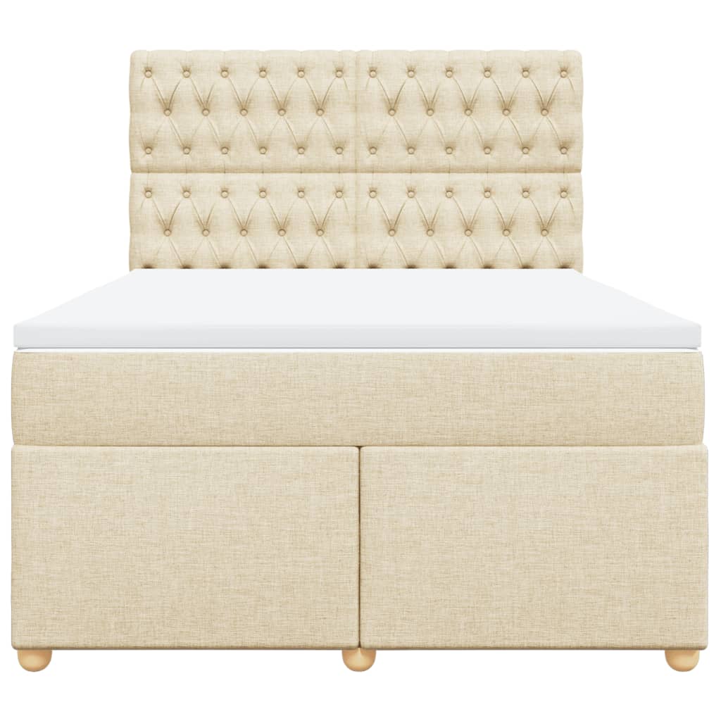Κρεβάτι Boxspring με Στρώμα Κρεμ 140x190 εκ. Υφασμάτινο - Pakobazaar