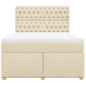 Κρεβάτι Boxspring με Στρώμα Κρεμ 140x190 εκ. Υφασμάτινο - Pakobazaar