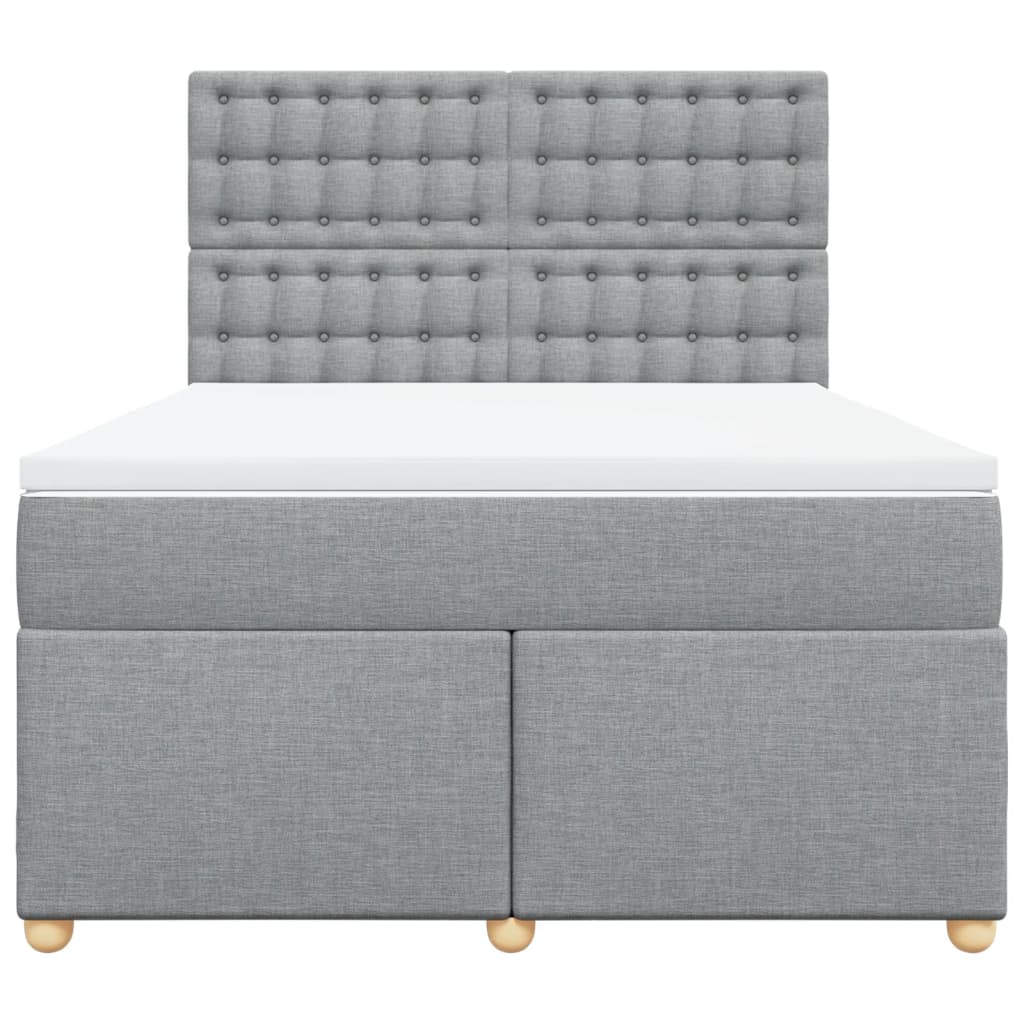 Κρεβάτι Boxspring με Στρώμα Ανοιχτό Γκρι 140x190 εκ. Υφασμάτινο