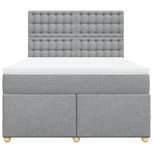 Κρεβάτι Boxspring με Στρώμα Ανοιχτό Γκρι 140x190 εκ. Υφασμάτινο