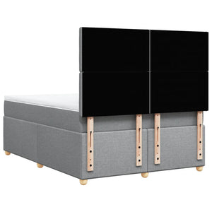 Κρεβάτι Boxspring με Στρώμα Ανοιχτό Γκρι 140x190 εκ. Υφασμάτινο