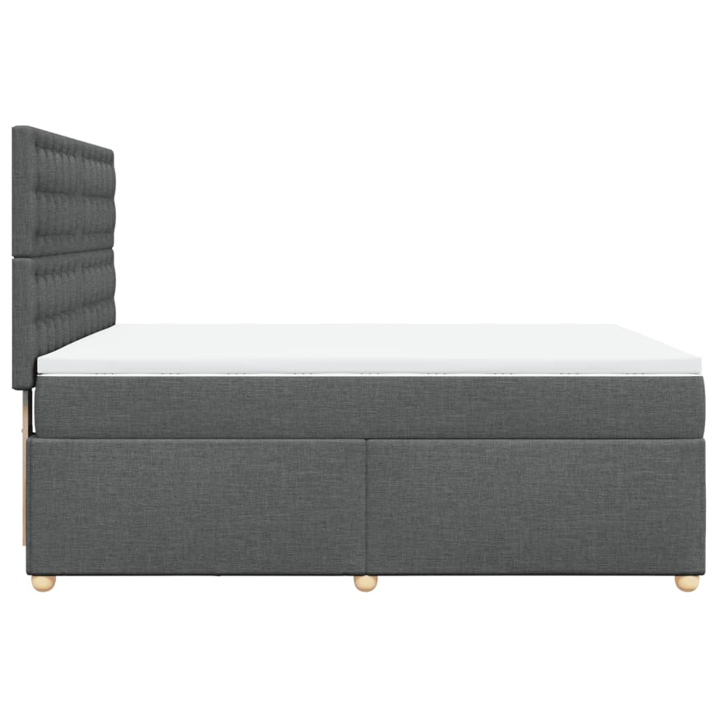 Κρεβάτι Boxspring με Στρώμα Σκούρο Γκρι 140x190 εκ. Υφασμάτινο