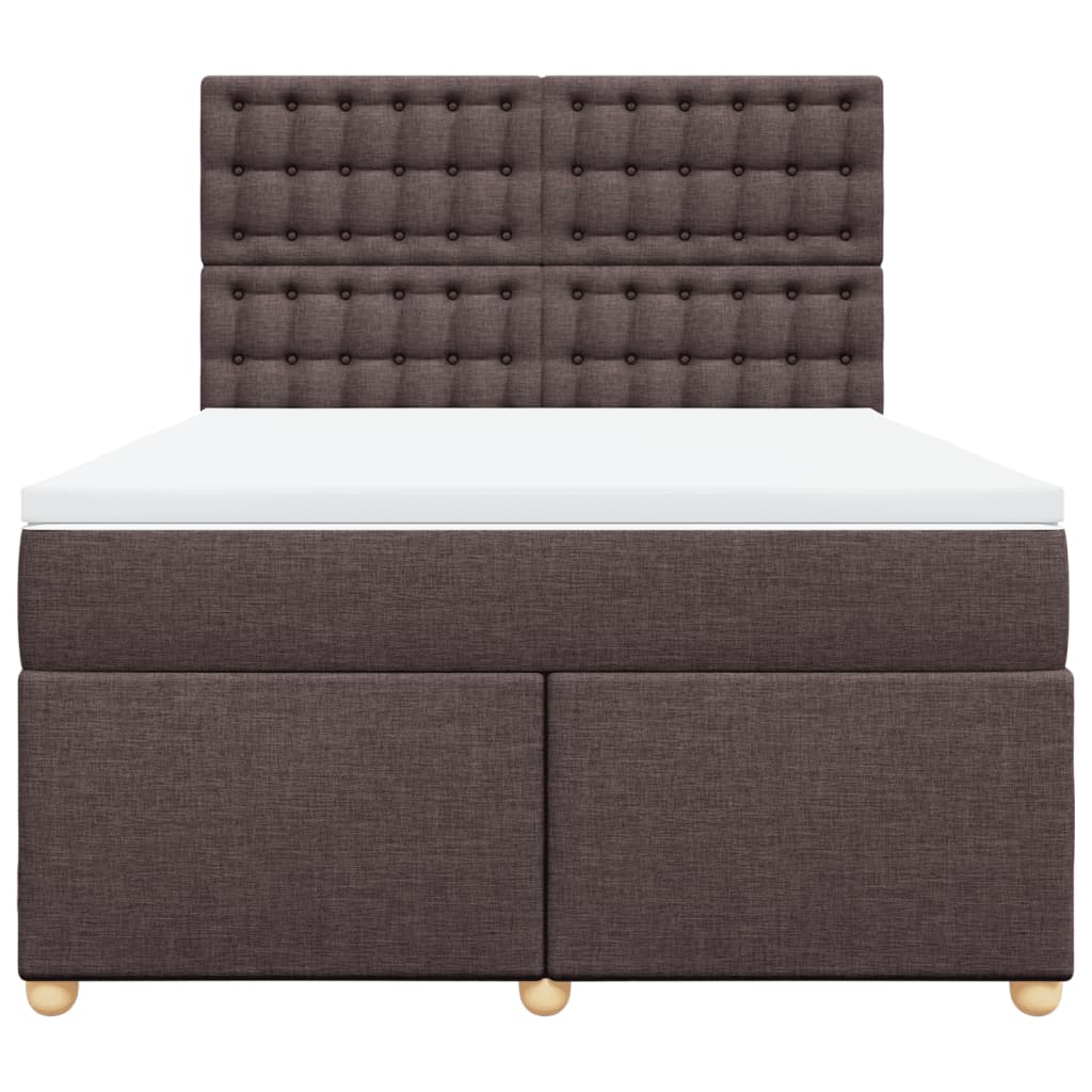 Κρεβάτι Boxspring με Στρώμα Σκούρο Καφέ 140x190 εκ. Υφασμάτινο - Pakobazaar