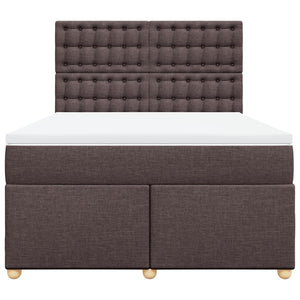 Κρεβάτι Boxspring με Στρώμα Σκούρο Καφέ 140x190 εκ. Υφασμάτινο - Pakobazaar