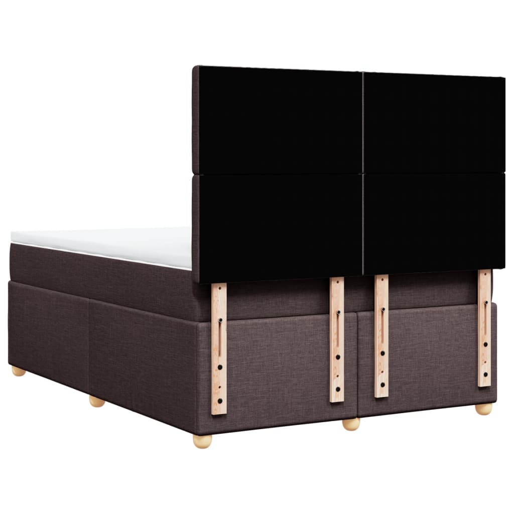 Κρεβάτι Boxspring με Στρώμα Σκούρο Καφέ 140x190 εκ. Υφασμάτινο - Pakobazaar