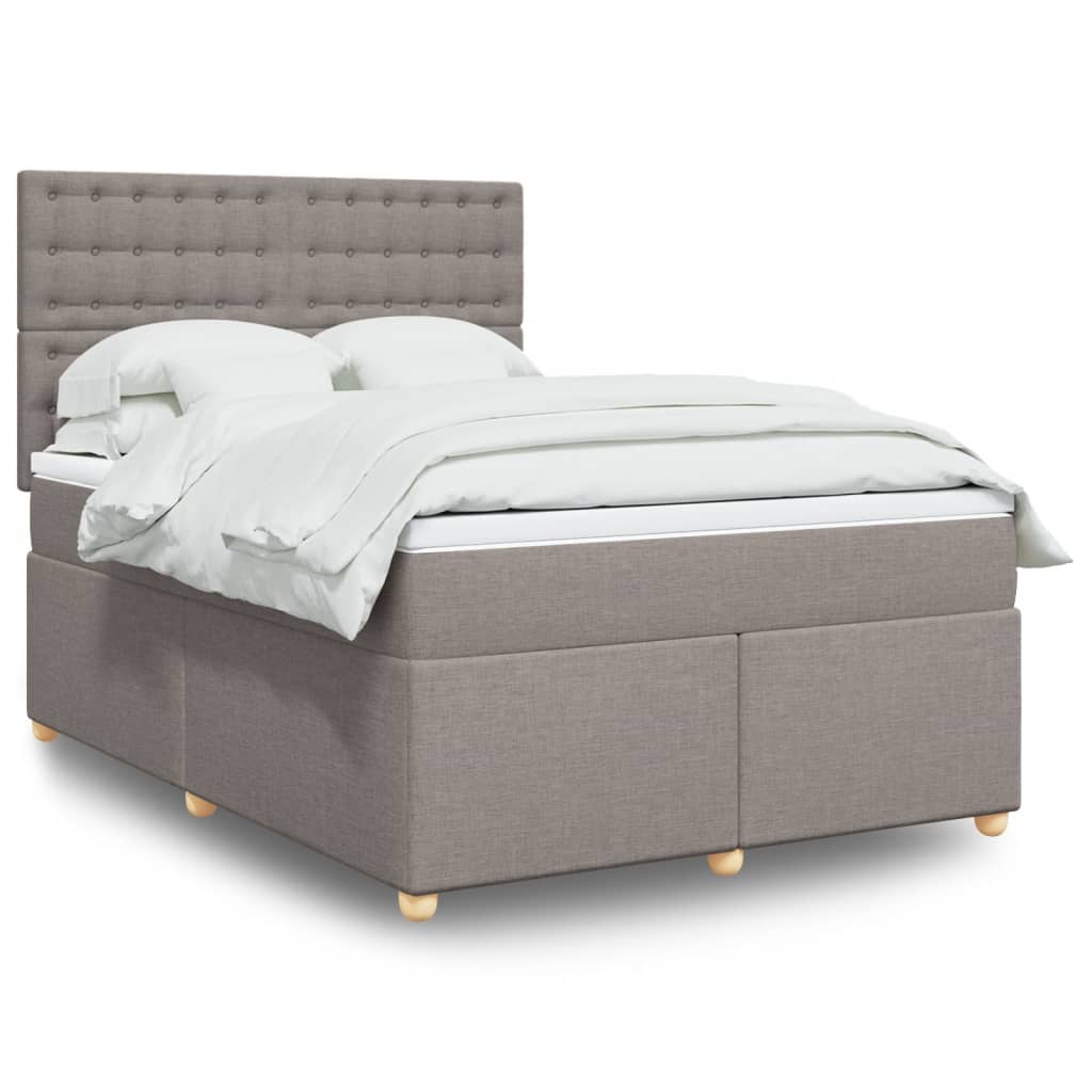 Κρεβάτι Boxspring με Στρώμα Taupe 140x190 εκ. Υφασμάτινο