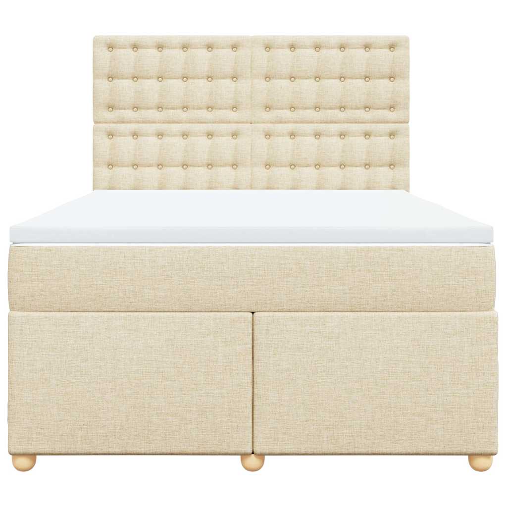 Κρεβάτι Boxspring με Στρώμα Κρεμ 140x190 εκ. Υφασμάτινο - Pakobazaar
