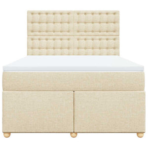 Κρεβάτι Boxspring με Στρώμα Κρεμ 140x190 εκ. Υφασμάτινο - Pakobazaar