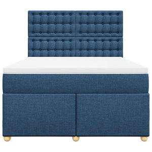 Κρεβάτι Boxspring με Στρώμα Μπλε 140x190 εκ. Υφασμάτινο
