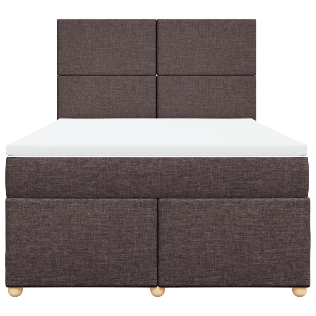 Κρεβάτι Boxspring με Στρώμα Σκούρο Καφέ 140x200 εκ Υφασμάτινο