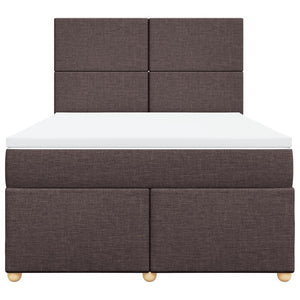Κρεβάτι Boxspring με Στρώμα Σκούρο Καφέ 140x200 εκ Υφασμάτινο