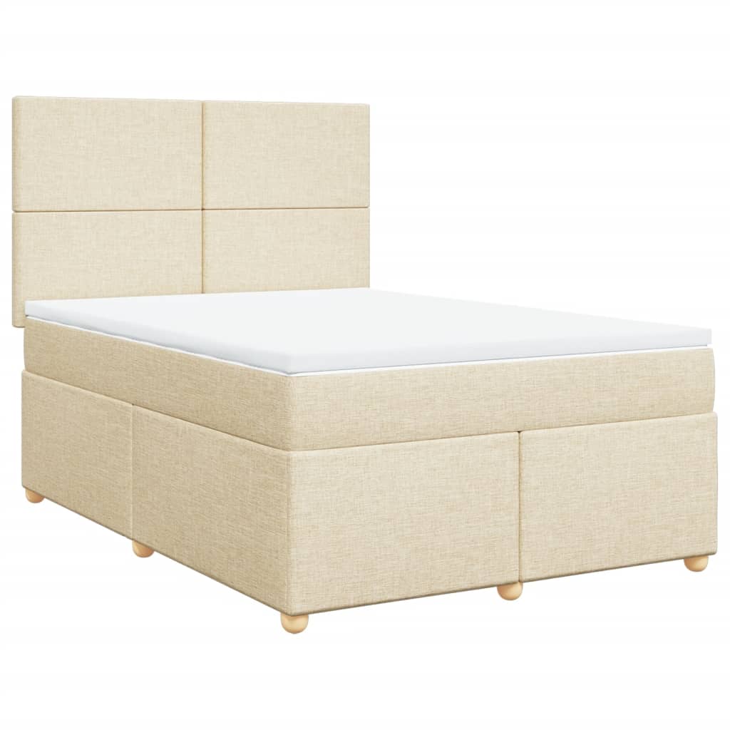 Κρεβάτι Boxspring με Στρώμα Κρεμ 140x200 εκ. Υφασμάτινο
