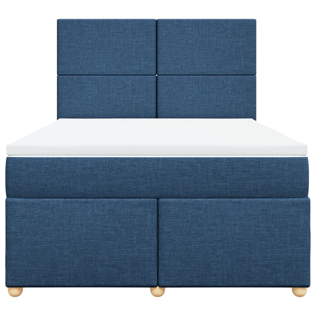 Κρεβάτι Boxspring με Στρώμα Μπλε 140x200 εκ. Υφασμάτινο - Pakobazaar
