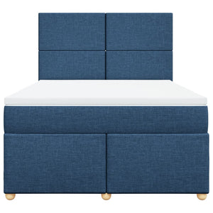 Κρεβάτι Boxspring με Στρώμα Μπλε 140x200 εκ. Υφασμάτινο - Pakobazaar