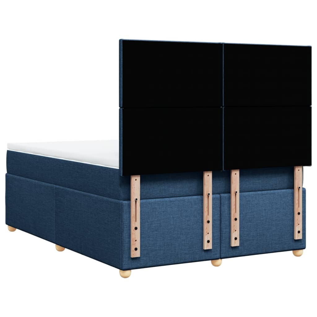 Κρεβάτι Boxspring με Στρώμα Μπλε 140x200 εκ. Υφασμάτινο - Pakobazaar