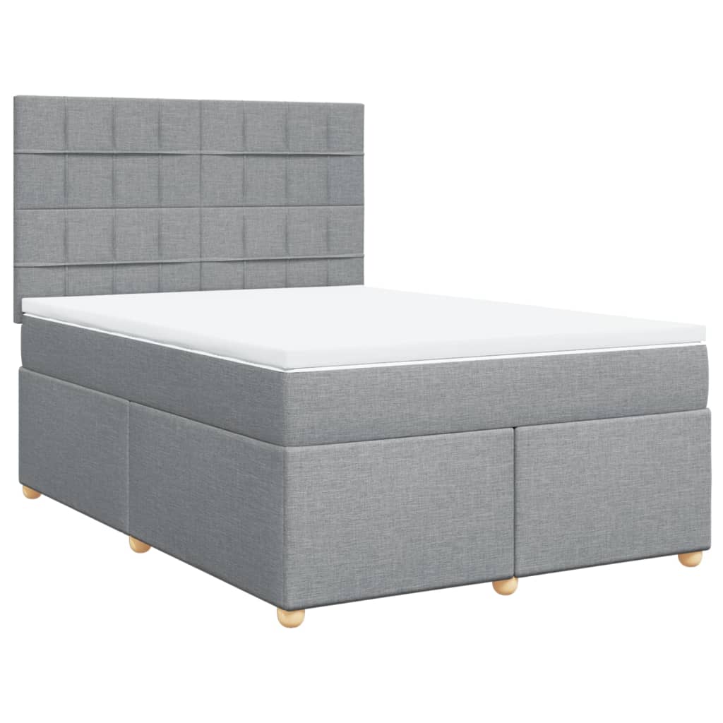 Κρεβάτι Boxspring με Στρώμα Ανοιχτό Γκρι 140x200 εκ. Υφασμάτινο - Pakobazaar
