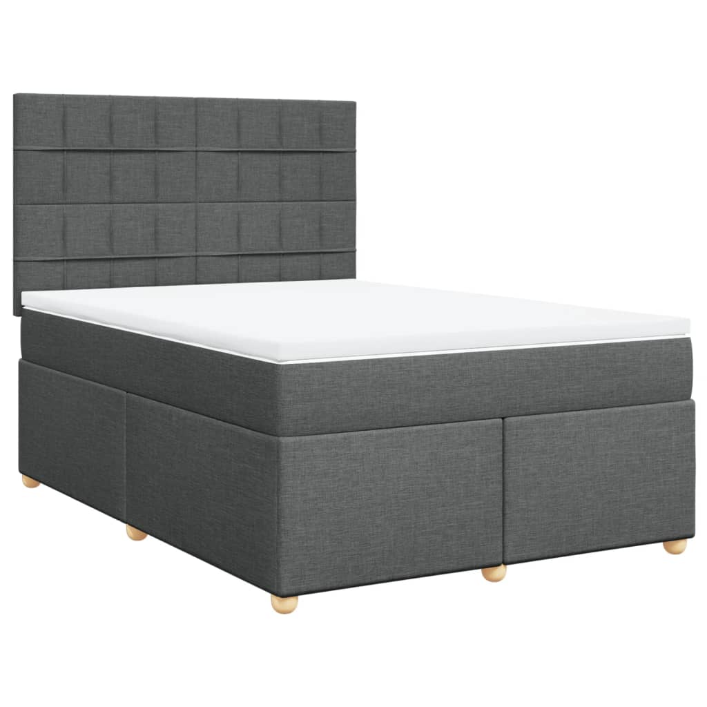 Κρεβάτι Boxspring με Στρώμα Σκούρο Γκρι 140x200 εκ Υφασμάτινο