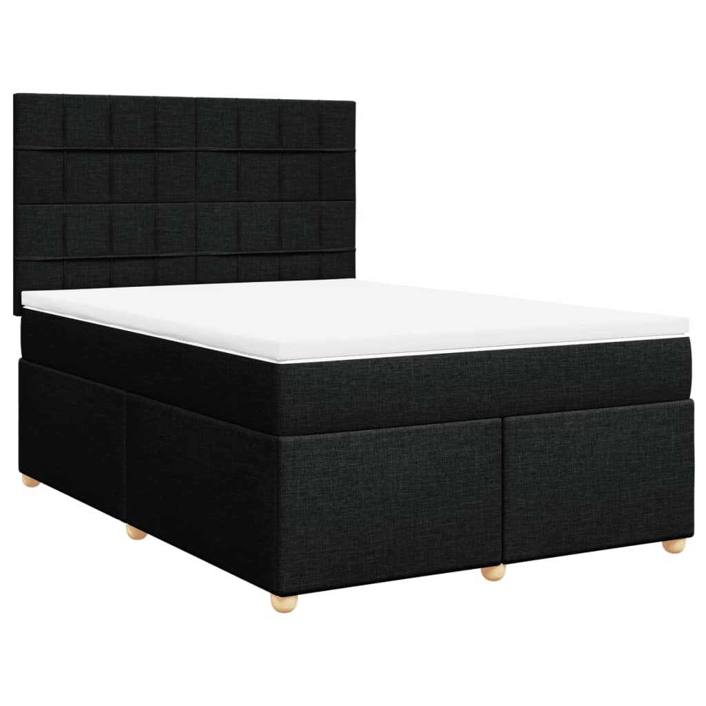 Κρεβάτι Boxspring με Στρώμα Μαύρο 140x200 εκ. Υφασμάτινο