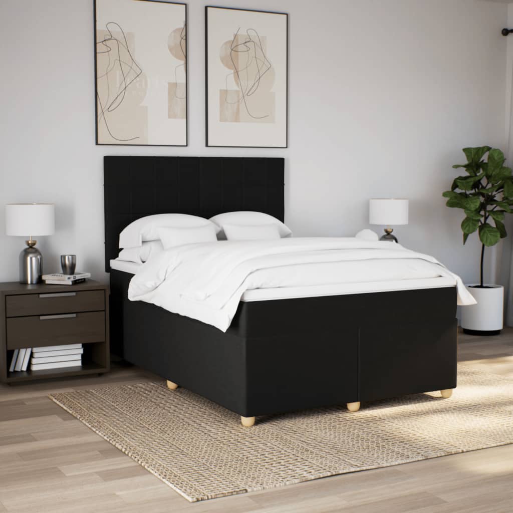 Κρεβάτι Boxspring με Στρώμα Μαύρο 140x200 εκ. Υφασμάτινο
