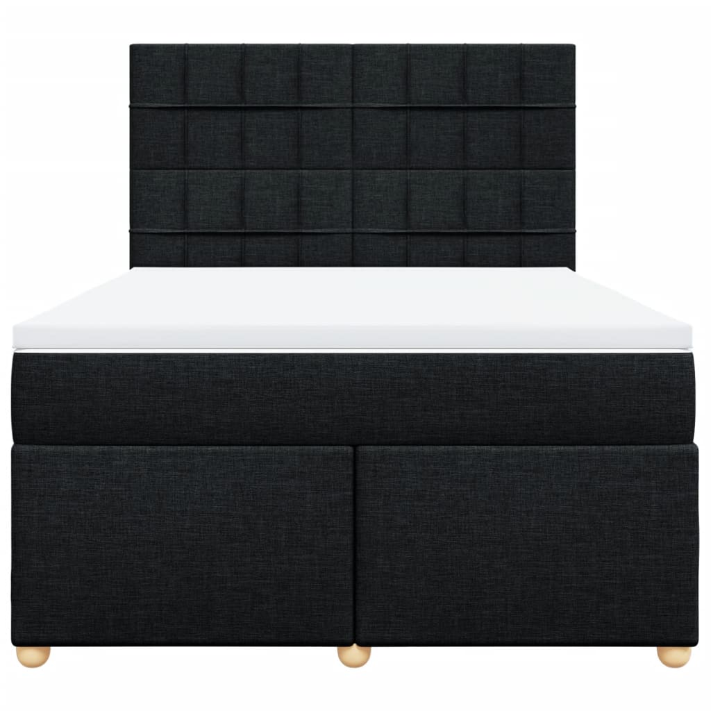 Κρεβάτι Boxspring με Στρώμα Μαύρο 140x200 εκ. Υφασμάτινο