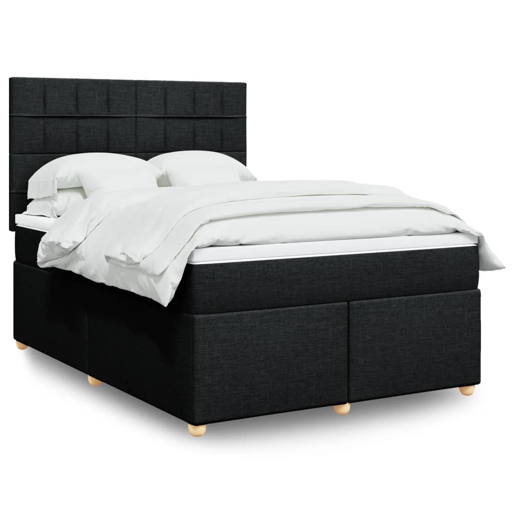 Κρεβάτι Boxspring με Στρώμα Μαύρο 140x200 εκ. Υφασμάτινο