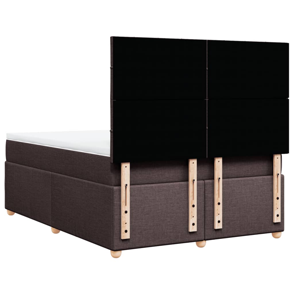 Κρεβάτι Boxspring με Στρώμα Σκούρο Καφέ 140x200 εκ Υφασμάτινο