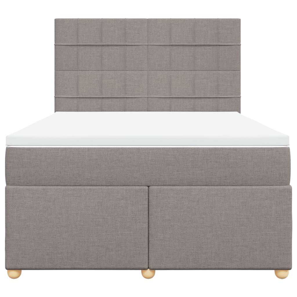 Κρεβάτι Boxspring με Στρώμα Taupe 140x200 εκ. Υφασμάτινο - Pakobazaar